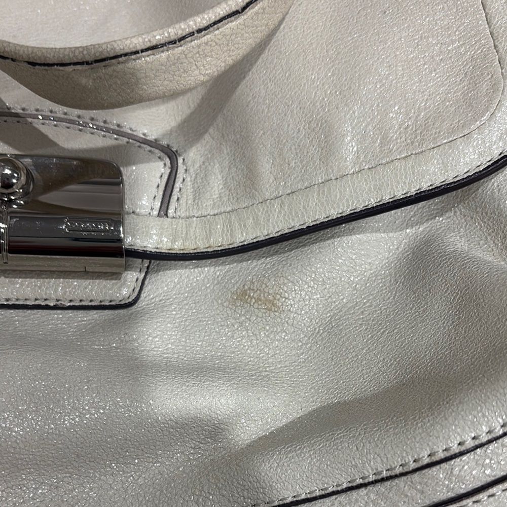 Coach Kristin Shimmery Ivory Leather East West Satchel Hobo Bag - Picture 6 of 6